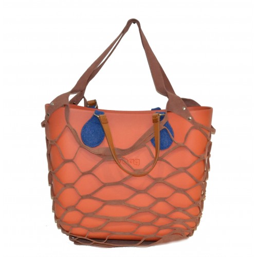 Cover rete per borsa Mini O Bag in pelle rosa 